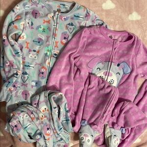 Kids Headquarters Purple and Gray Animal Print Footed Pajamas (blanket sleeper)